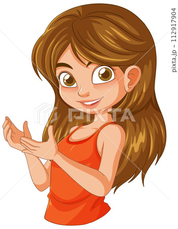 Cheerful Young Girl Clapping Hands 112917904