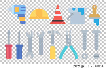 Illustration set of various tools 112918081