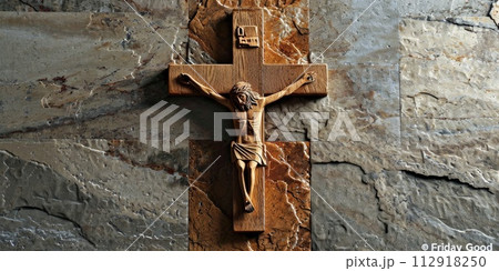 Good Friday, Jesus Christ on the crucifixion, a poignant symbol of sacrifice, redemption, and the profound Christian narrative. 112918250