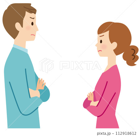 喧嘩する男女　対立する夫婦　カップル 112918612