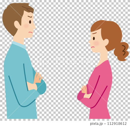 喧嘩する男女　対立する夫婦　カップル 112918612