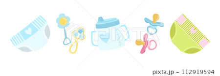 Baby Nursery Item and Infant Object Vector Set Baby Nursery Item and Infant Object Vector Set 112919594