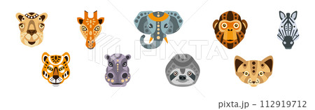 Animal Portrait Made in Unique Geometrical Flat Style Vector Set Animal Portrait Made in Unique Geometrical Flat Style Vector Set 112919712