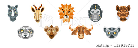 Animal Portrait Made in Unique Geometrical Flat Style Vector Set Animal Portrait Made in Unique Geometrical Flat Style Vector Set 112919713