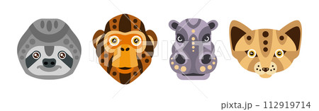 Animal Portrait Made in Unique Geometrical Flat Style Vector Set Animal Portrait Made in Unique Geometrical Flat Style Vector Set 112919714