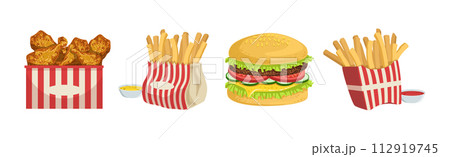 Tasty Fast Food Object and Item Vector Set 112919745