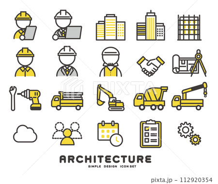 建設に関するアイコンのベクターイラスト素材 建設に関するアイコンのベクターイラスト素材 112920354