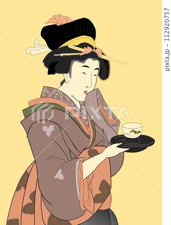 歌麿風美人画（浮世絵模写） 112920757