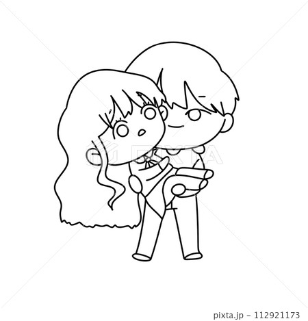 A boy and girl are holding hands and smiling A boy and girl are holding hands and smiling 112921173