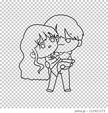 A boy and girl are holding hands and smiling A boy and girl are holding hands and smiling 112921173