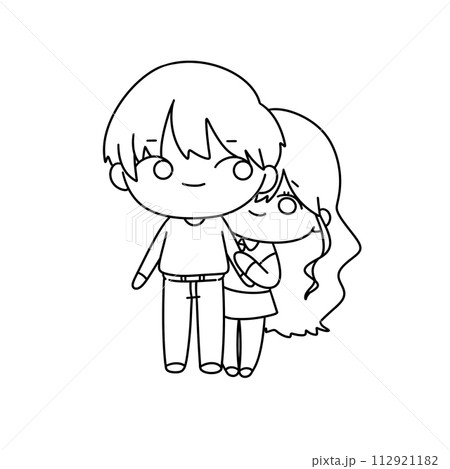 A boy and girl are hugging each other 112921182