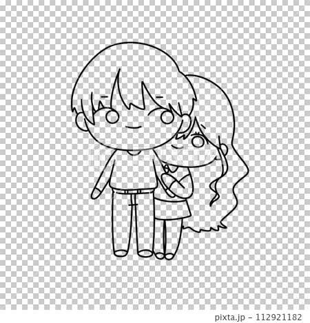 A boy and girl are hugging each other 112921182