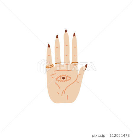 Mystic eye palm vector illustration Mystic eye palm vector illustration 112921478