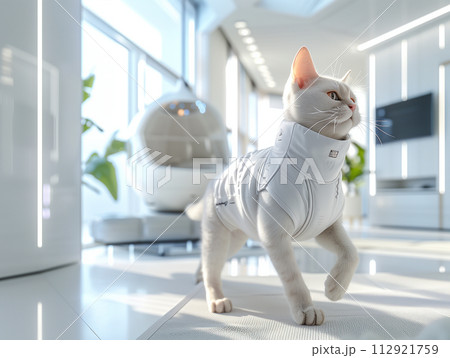 サポートウェアを着用して元気に暮らす猫 サポートウェアを着用して元気に暮らす猫 112921759