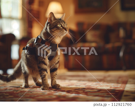 サポートウェアを着用して元気に暮らす猫 サポートウェアを着用して元気に暮らす猫 112921760