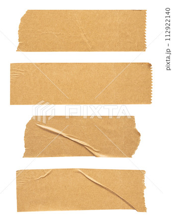 Brown adhesive paper tape set isolated on white background 112922140