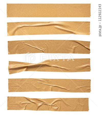Brown adhesive paper tape set isolated on white background Brown adhesive paper tape set isolated on white background 112922143