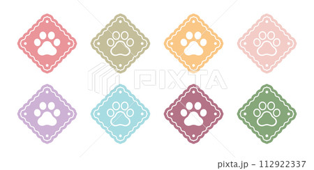 dog paw vector footprint icon logo diamond square pastel color cat kitten pet puppy doodle cartoon character illustration symbol design clip art 112922337
