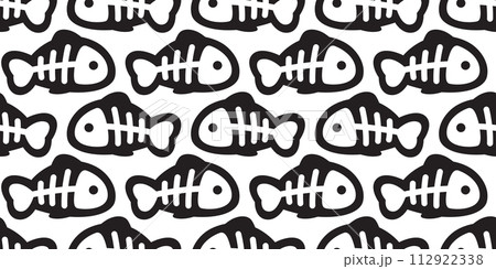 fish bone seamless pattern tuna vector cartoon salmon dolphin doodle ocean sea doodle gift wrapping paper tile background repeat wallpaper illustration scarf isolated pet animal design 112922338