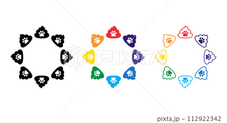 Poo vector dog paw footprint icon rainbow toilet puppy logo round cartoon character symbol doodle illustration design clip art 112922342