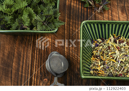 Herbal tea with stinging nettle. Herbal tea with stinging nettle. 112922403