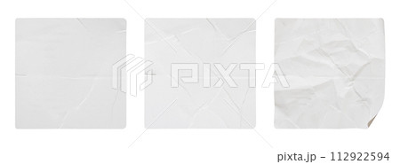 Blank white square paper sticker label set isolated on white background Blank white square paper sticker label set isolated on white background 112922594