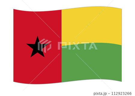 Waving flag of the country Guinea Bissau. Vector illustration. 112923266