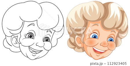 Cheerful Grandma Vector Illustration 112923405