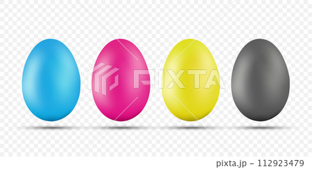 Easter eggs are painted in CMYK colors Easter eggs are painted in CMYK colors 112923479