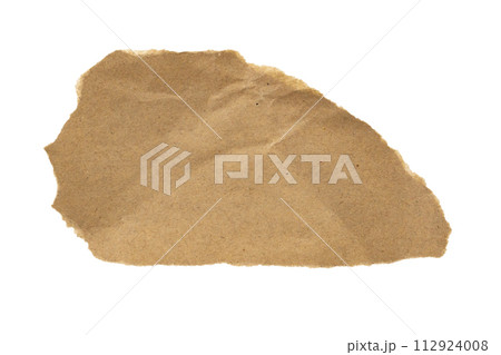 Brown Cardboard paper piece isolated on white background 112924008