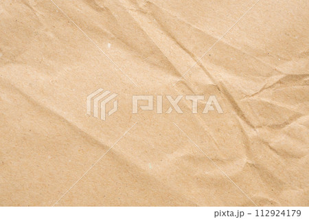 Abstract crumpled and creased recycle brown paper texture background 112924179