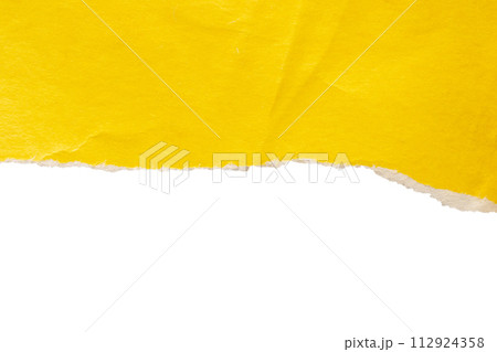 Yellow ripped paper torn edges strips isolated on white background 112924358