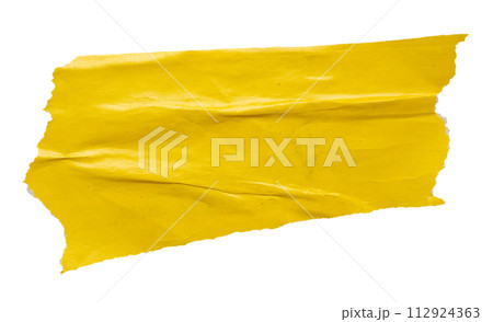 piece of yellow paper tear isolated on white background piece of yellow paper tear isolated on white background 112924363