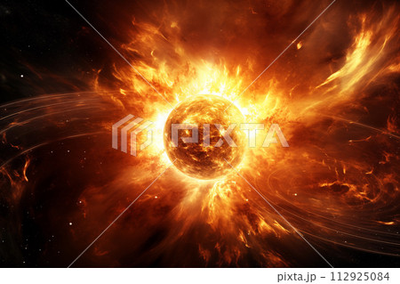 Solar prominence or solar flare and magnetic storms. By generative Ai Solar prominence or solar flare and magnetic storms. By generative Ai 112925084