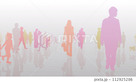 都市 家族 人々 休日 シルエット 公園 コンセプト CG 背景 都市 家族 人々 休日 シルエット 公園 コンセプト CG 背景 112925286