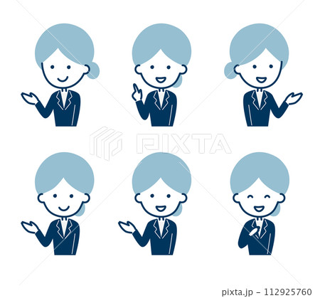 案内や説明をする女性のイラスト Illustration of a woman giving 案内や説明をする女性のイラスト Illustration of a woman giving 112925760