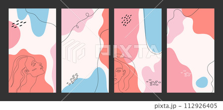 Abstract social media creative templates set. Post and story backgrounds different shapes. Editable. Vector illustration Abstract social media creative templates set. Post and story backgrounds different shapes. Editable. Vector illustration 112926405