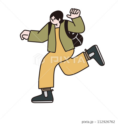 走る女性の線画ベクター 走る女性の線画ベクター 112926762