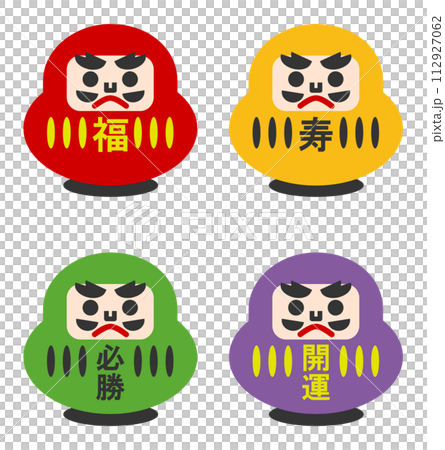 魔除や縁起物で飾られる達磨大師をイメージしたダルマのイラスト 112927062