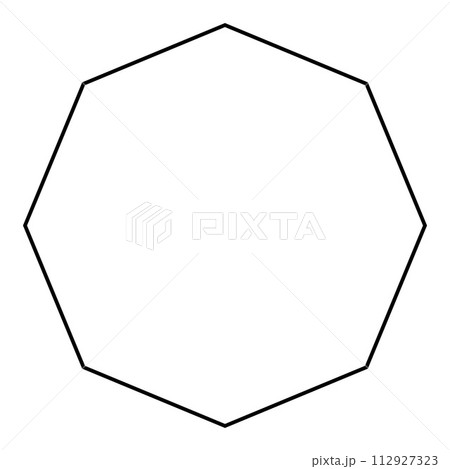 Octagon shape symbol, black and white vector silhouette illustration 112927323