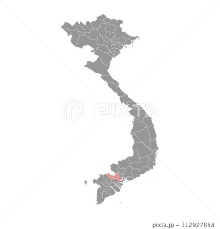 Long An province map, administrative division of Vietnam. Vector illustration. Long An province map, administrative division of Vietnam. Vector illustration. 112927858