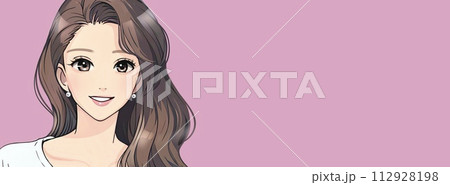 女性・女の子のバナー・背景・ヘッダーイラスト素材 112928198