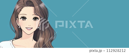 女性・女の子のバナー・背景・ヘッダーイラスト素材 112928212