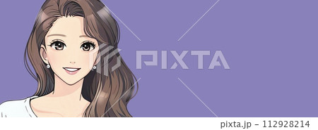 女性・女の子のバナー・背景・ヘッダーイラスト素材 112928214