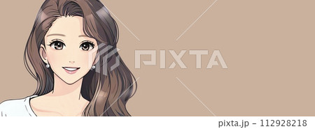 女性・女の子のバナー・背景・ヘッダーイラスト素材 112928218