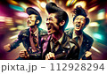 AI-generated content. Portrait of Japanese Rockabilly Enthusiasts with Iconic Hairstyles, Close Up 112928294
