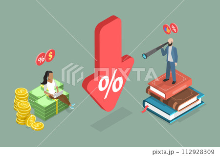 3D Isometric Flat Vector Illustration of Cost Reduction , Business Finance Crisis 3D Isometric Flat Vector Illustration of Cost Reduction , Business Finance Crisis 112928309