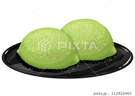 お盆にのせたうぐいす餅 2つ お盆にのせたうぐいす餅 2つ 112928465