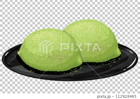 お盆にのせたうぐいす餅 2つ お盆にのせたうぐいす餅 2つ 112928465