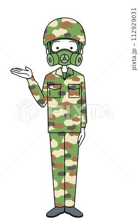 案内　陸上自衛隊　迷彩服（防護マスク）（女性） 112929031